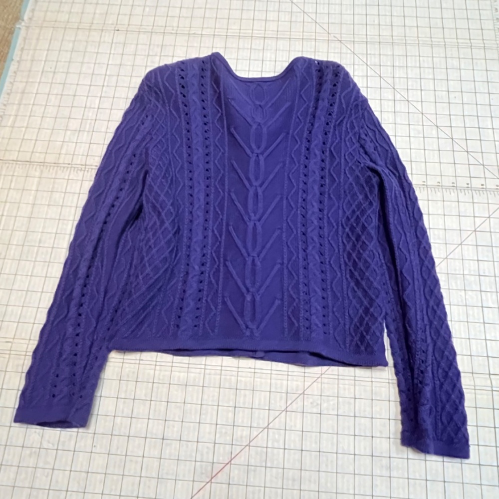 Austrian Wool Geiger Collections Royal Purple Textured Knit Cardigan Tag/Size 36 - Picture 11 of 16